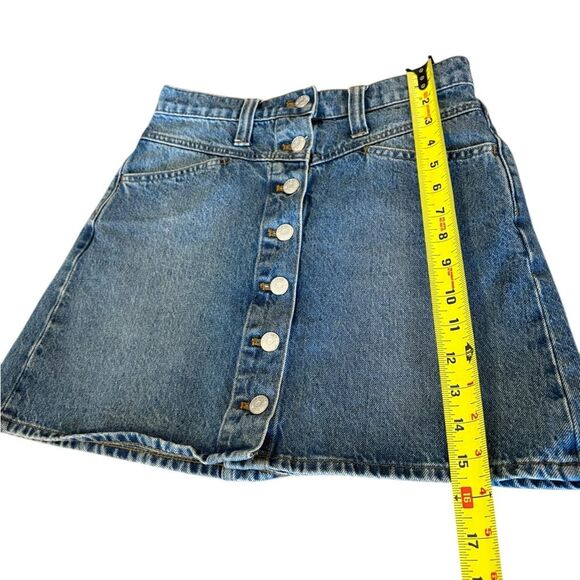Madewell Stretch Denim A Line Snap Mini Skirt Button Front Womens Size 25 - Picture 12 of 12